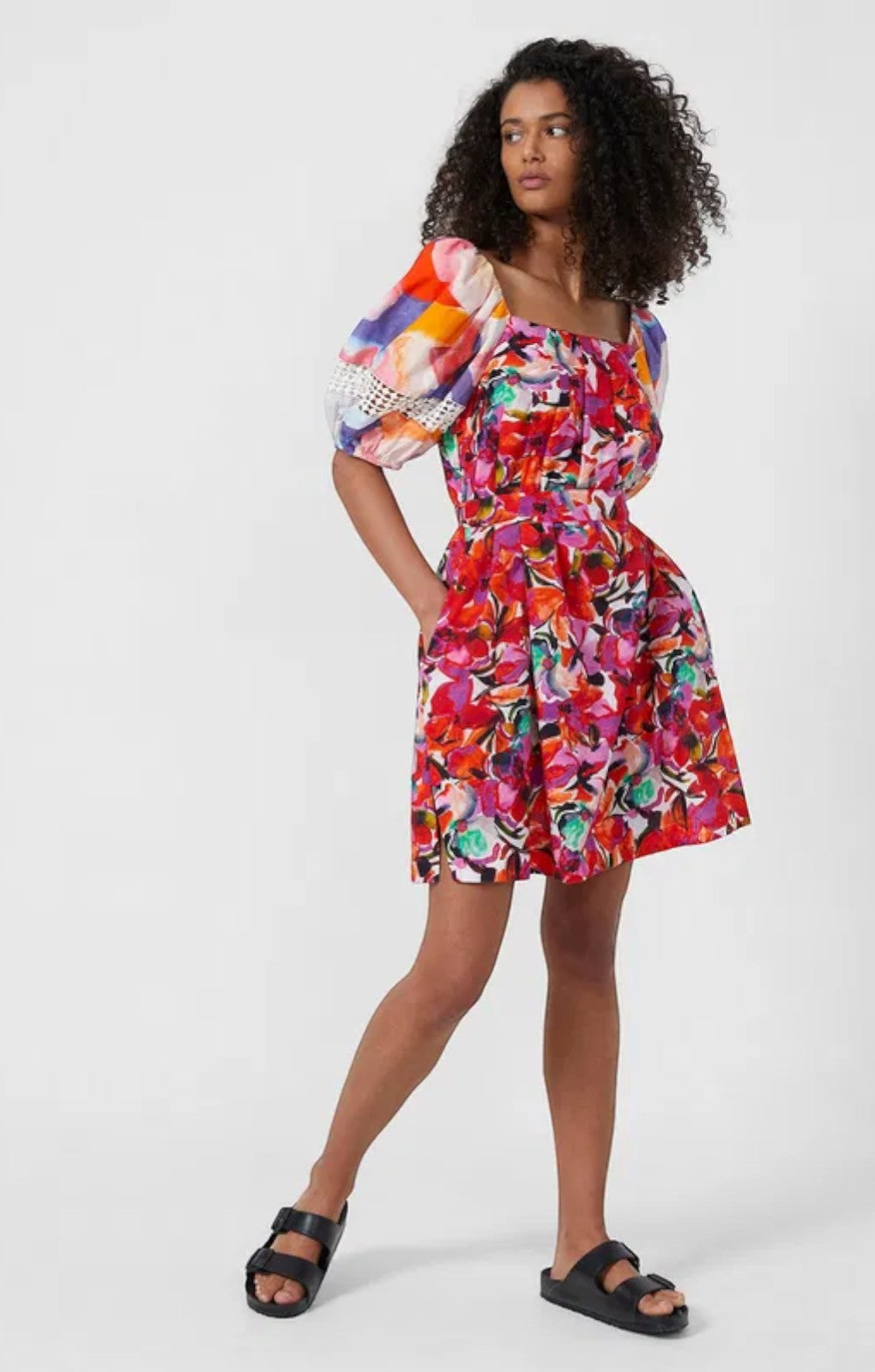 French Connection Isadora Patch Poplin Bardot Dress – dresses by French Connection, available to rent from Hirestreet