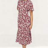 French Connection Maroon Button Up Midi Dress