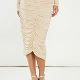 Glamorous Nude Ruched Co-ord Midi Skirt