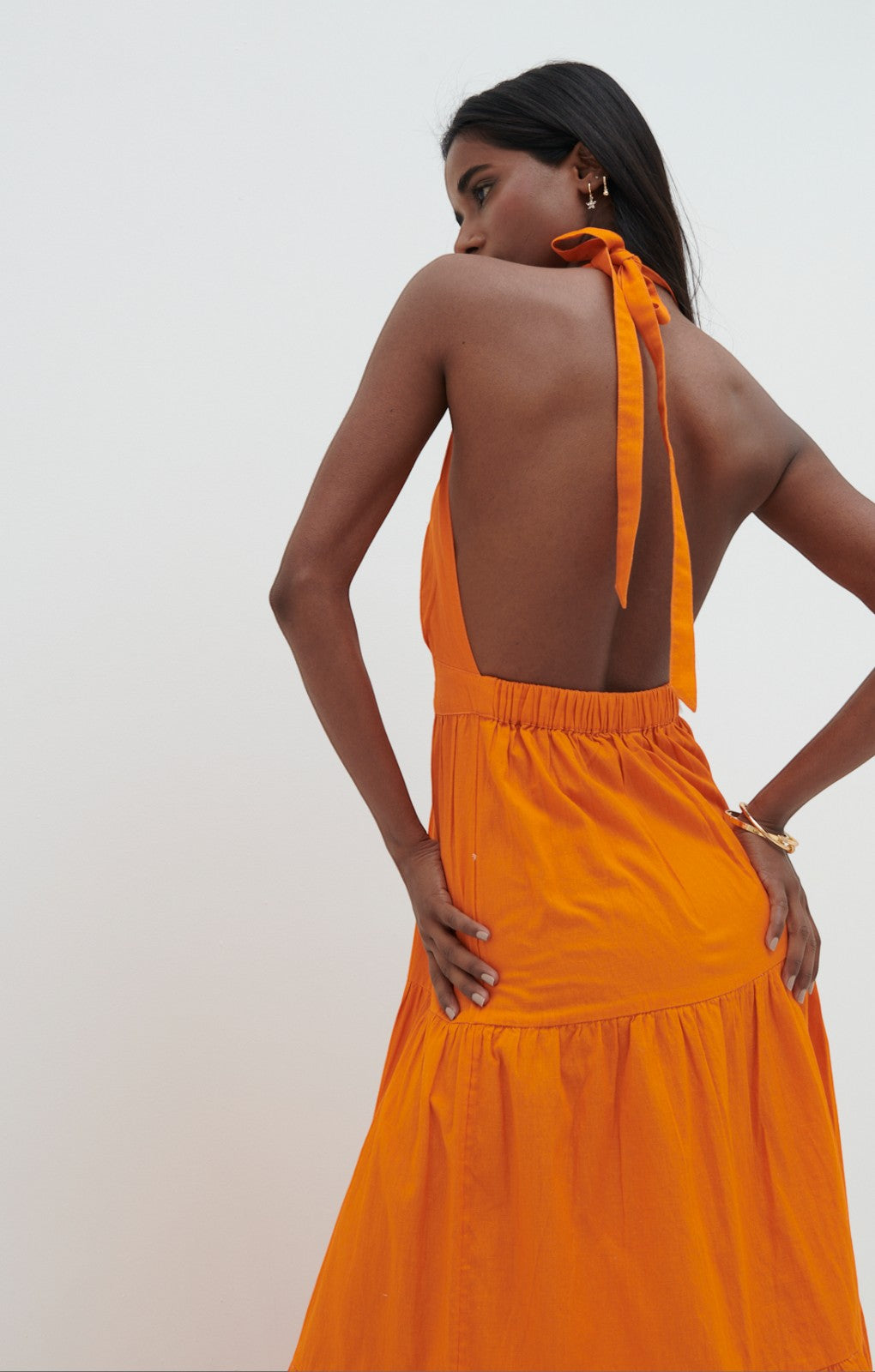 Pretty Lavish Gabrielle Halterneck Aperol Midaxi Dress – dresses by Pretty Lavish, available to rent from Hirestreet