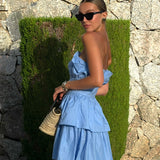Collective The Label Gemma Sky Blue Bandeau Ruffle Mini Dress