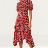 Ghost Red Floral Jenna Midi Dress