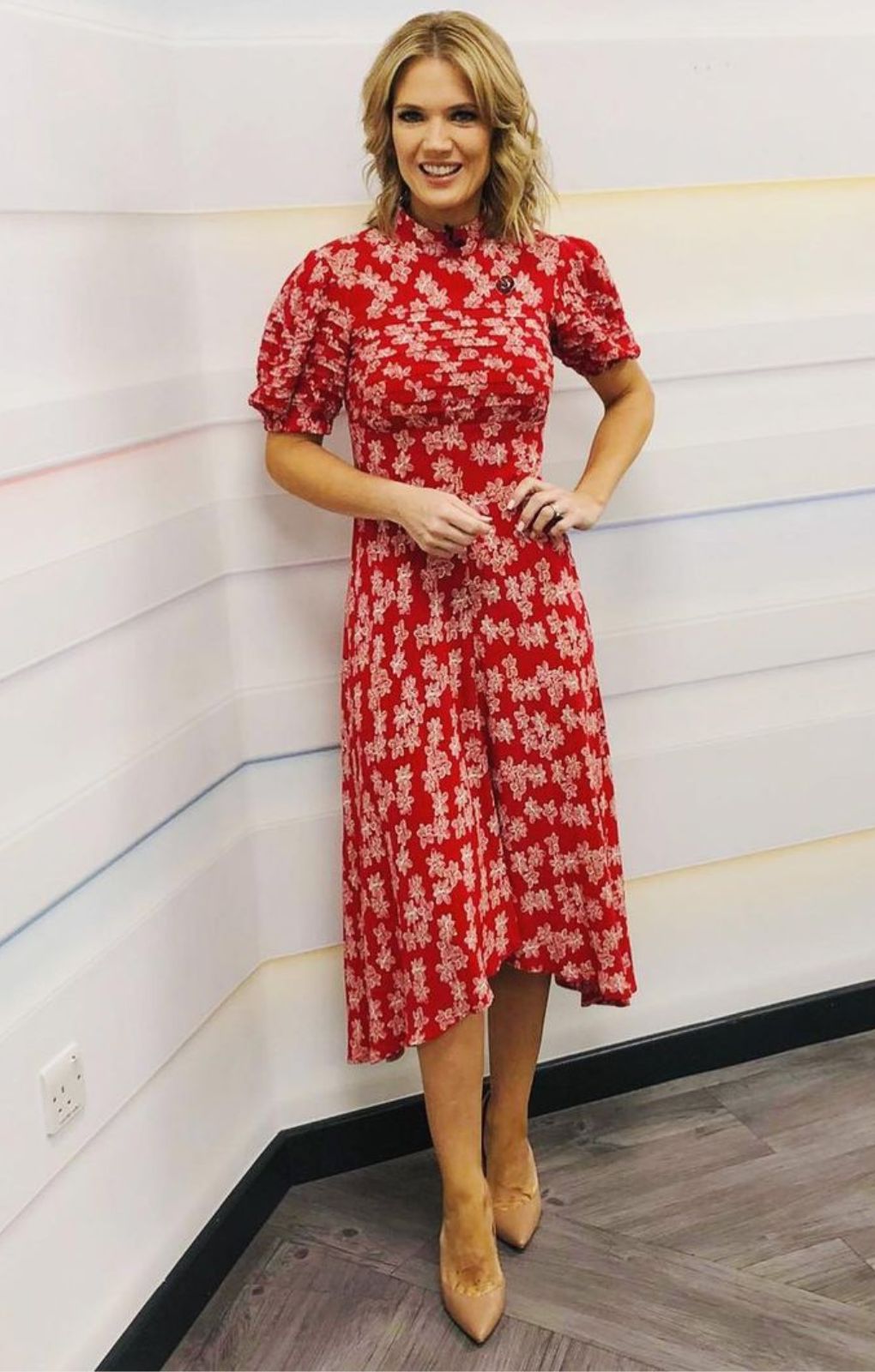 Ghost Red Floral Jenna Midi Dress