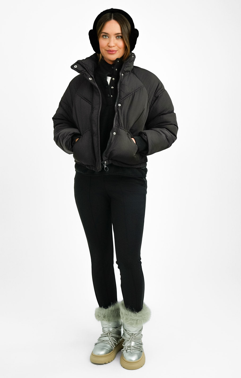 Topshop Petite Padded Puffer Jacket In Black