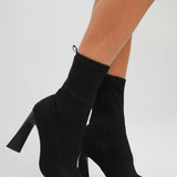 ASOS DESIGN Eddie High-Heeled Square Toe Knitted Boots In Black