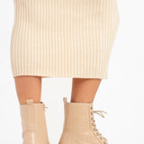 Topshop Kara Chunky Croc Lace Up Boot In Off White
