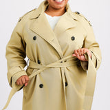 ASOS DESIGN Curve Longline Trench Coat In Stone