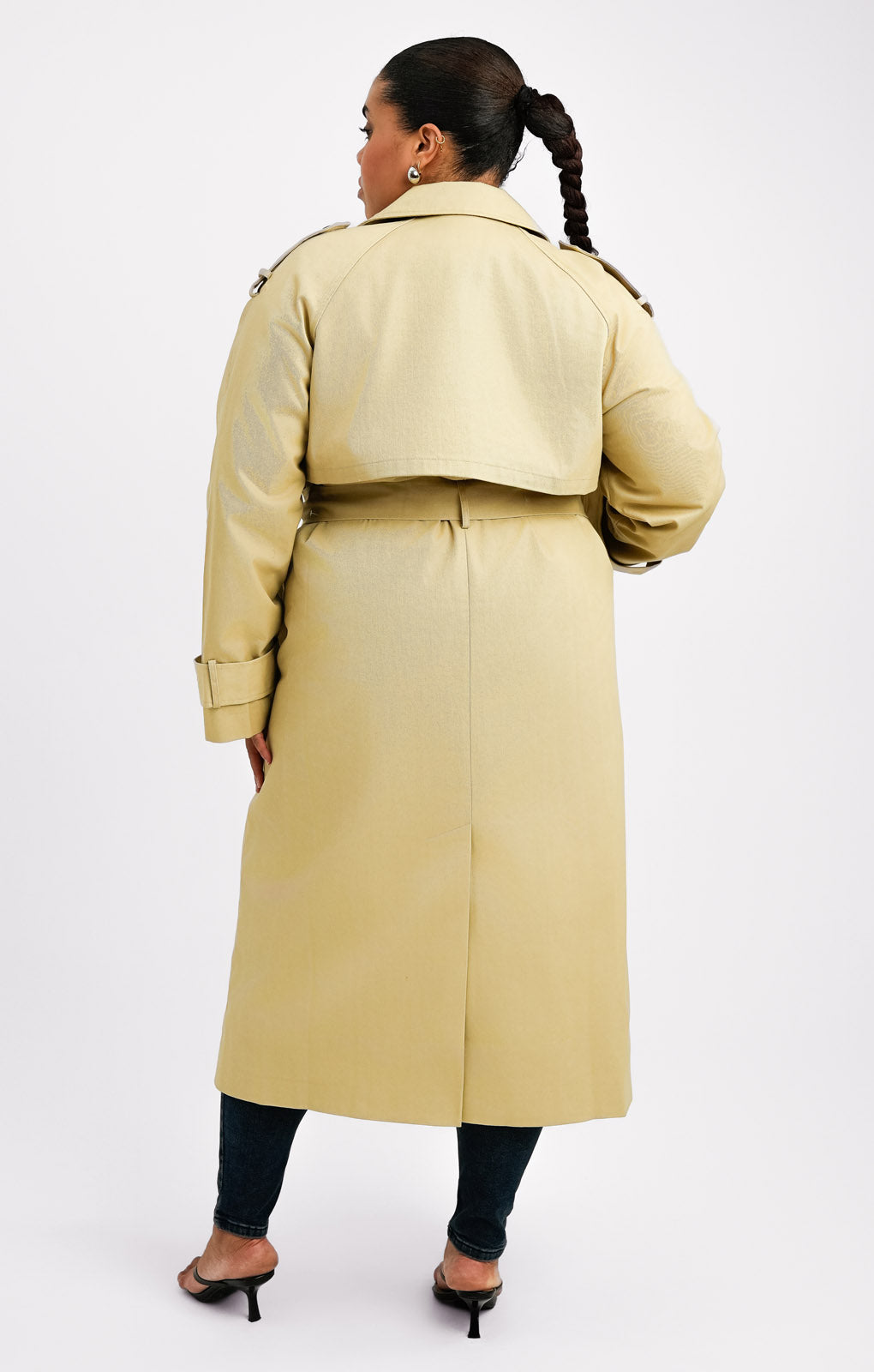 ASOS DESIGN Curve Longline Trench Coat In Stone