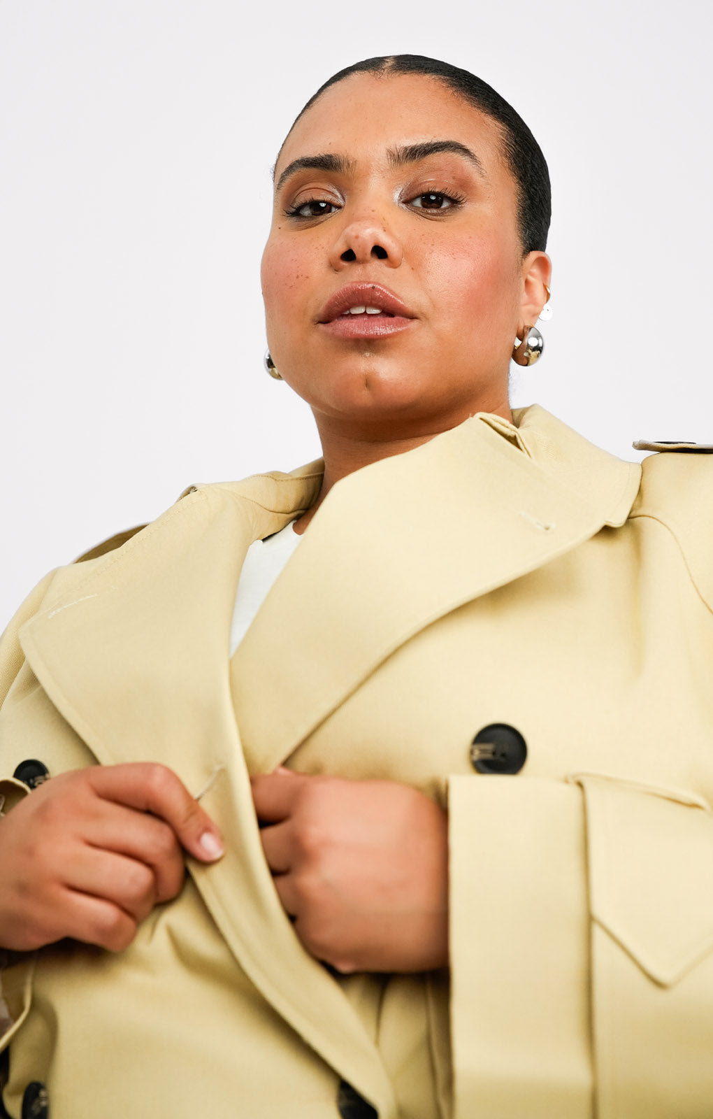 ASOS DESIGN Curve Longline Trench Coat In Stone
