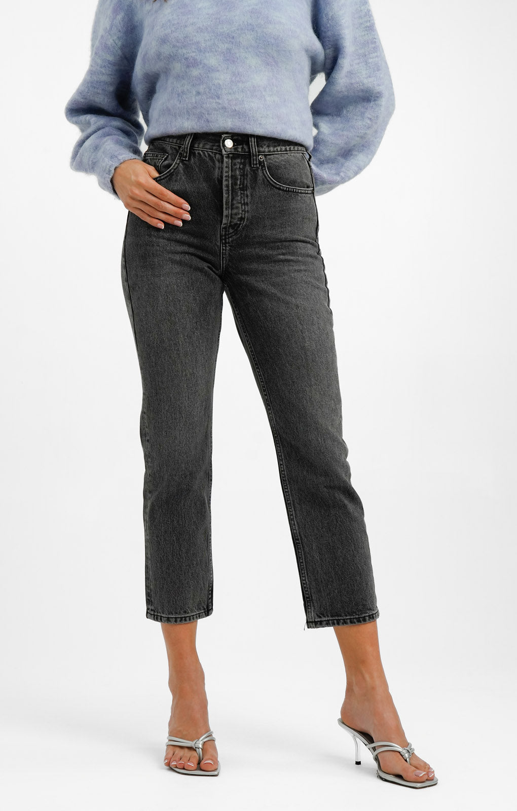 Topshop Editor Jeans In Washed Black