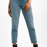 Topshop Original Mom Jeans In Mid Blue