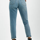 Topshop Original Mom Jeans In Mid Blue