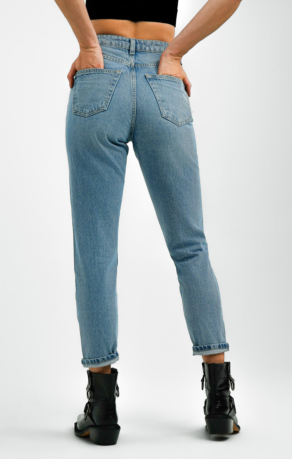 Topshop Original Mom Jeans In Mid Blue