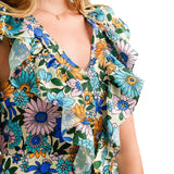 Topshop Mix And Match Stripe And Floral Midi Dress In Multi