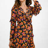 Topshop Rose Ruffle Wrap Mini Dress In Multi