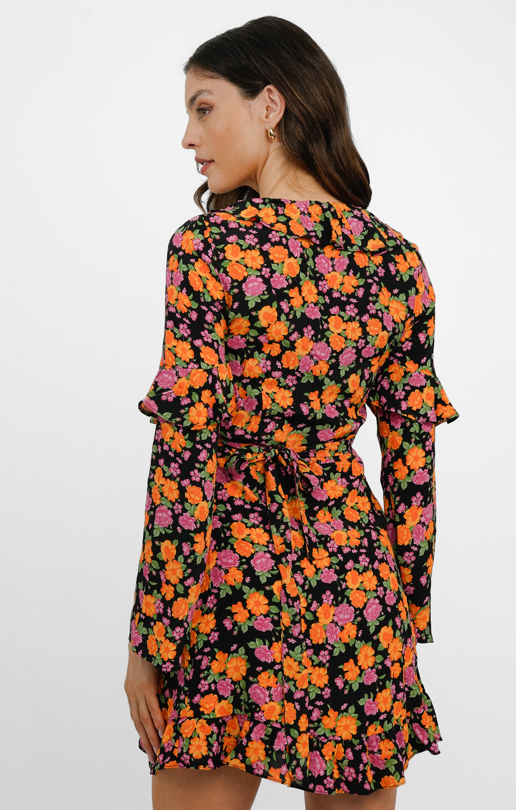 Topshop Rose Ruffle Wrap Mini Dress In Multi