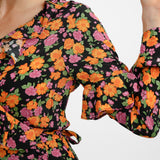Topshop Rose Ruffle Wrap Mini Dress In Multi