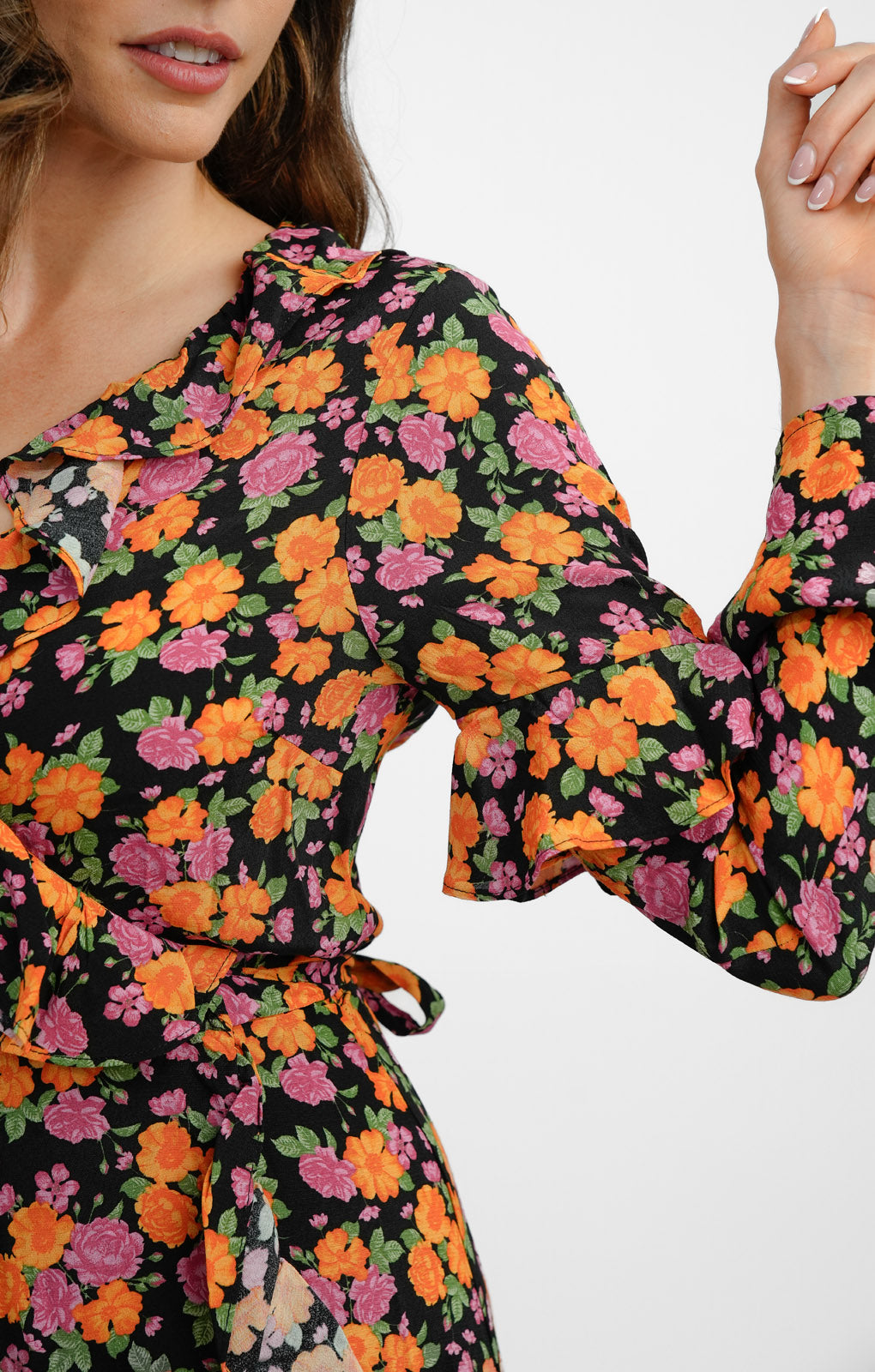 Topshop Rose Ruffle Wrap Mini Dress In Multi