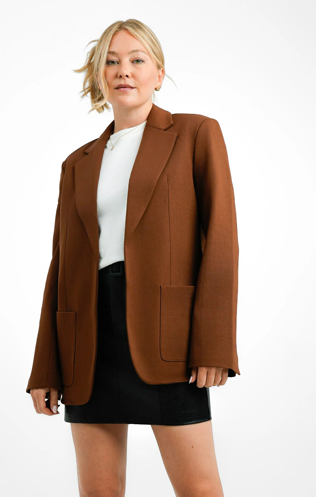 Topshop Ponte Jersey Blazer In Chocolate