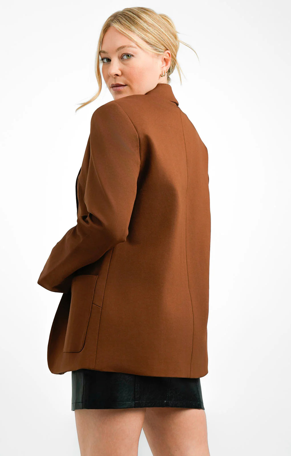 Topshop Ponte Jersey Blazer In Chocolate