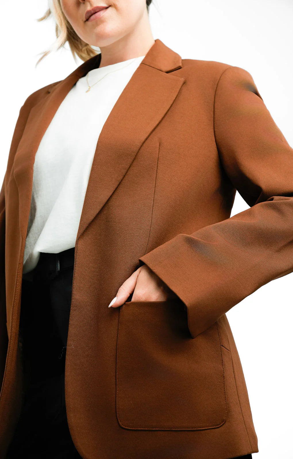Topshop Ponte Jersey Blazer In Chocolate