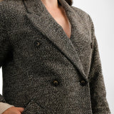 Topshop Herringbone Overcoat In Chocolate