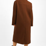 Topshop Petite Double Breasted Long Coat In Brown