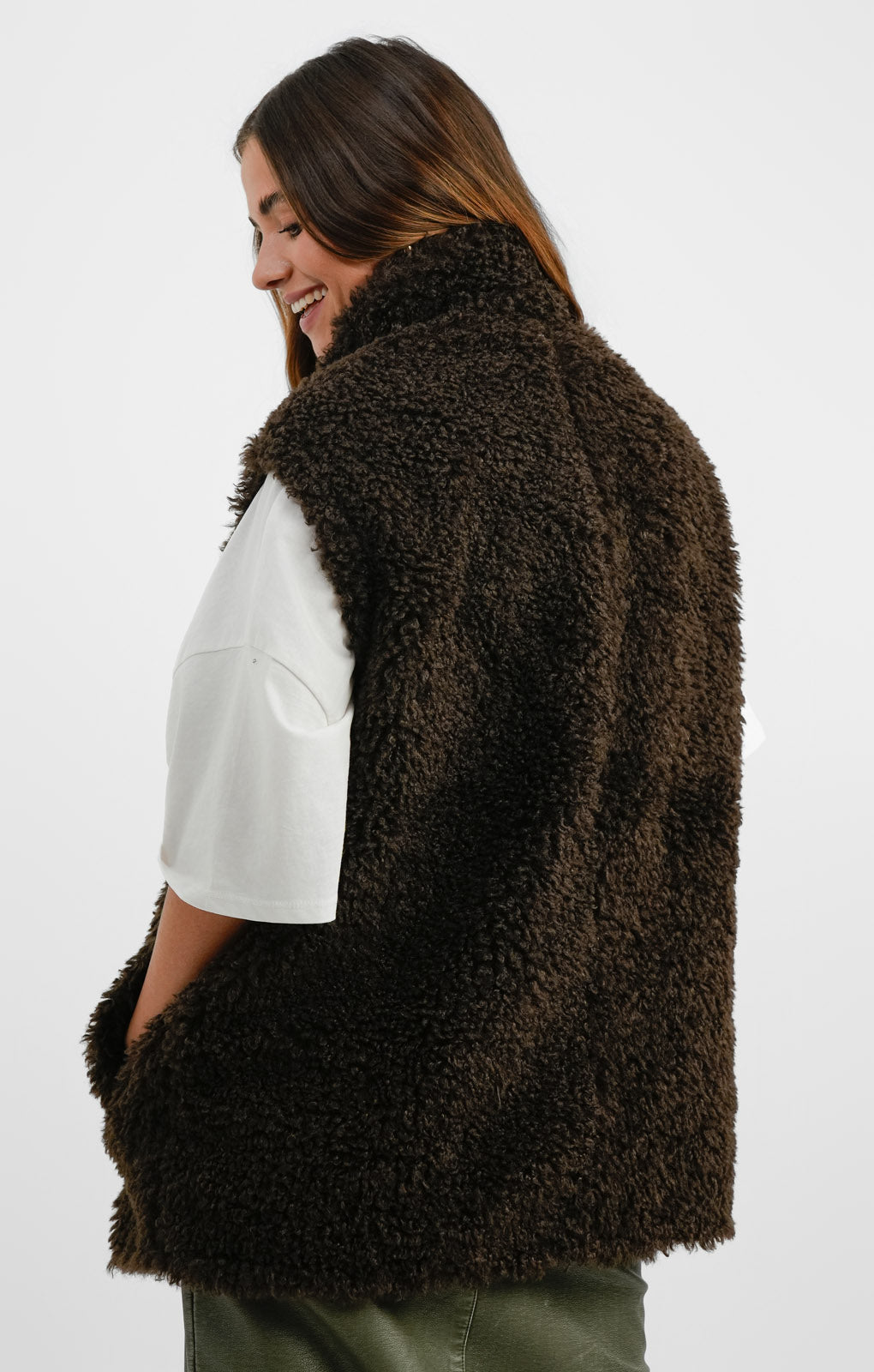 ASOS DESIGN Borg Gilet In Brown