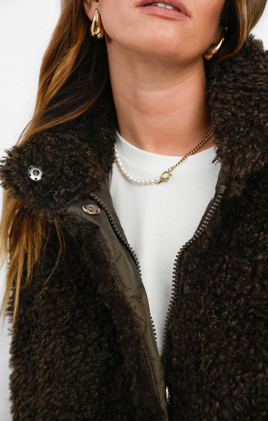 ASOS DESIGN Borg Gilet In Brown
