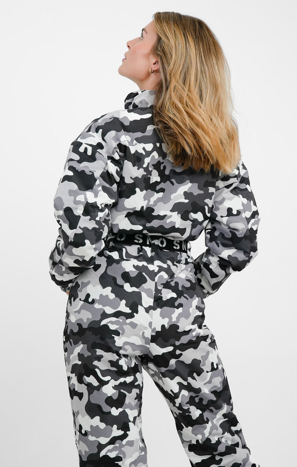 Topshop Sno Ski Suit With Funnel Neck & Belt In Camo Print