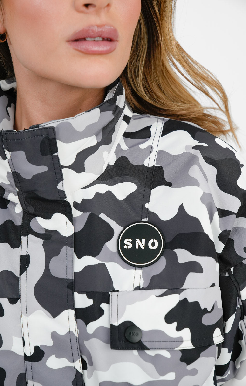 Topshop Sno Ski Suit With Funnel Neck & Belt In Camo Print