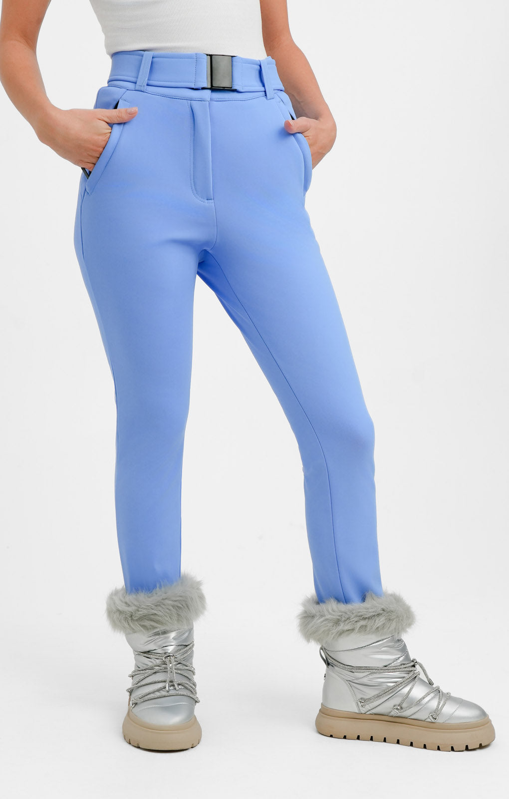 Topshop Sno Slim Leg Ski Trouser With Stirrups In Blue