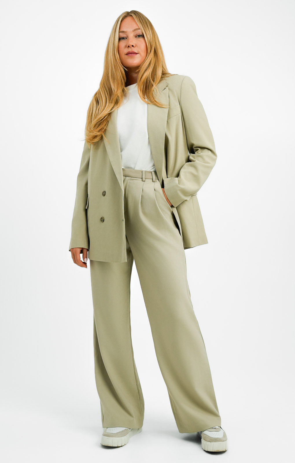 Topshop Tailored Oversized Double Breasted Blazer In Stone