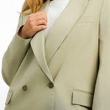 Topshop Tailored Oversized Double Breasted Blazer In Stone