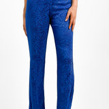 Topshop Jacquard Wide Leg Trouser In Cobalt Blue