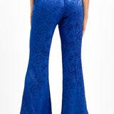 Topshop Jacquard Wide Leg Trouser In Cobalt Blue