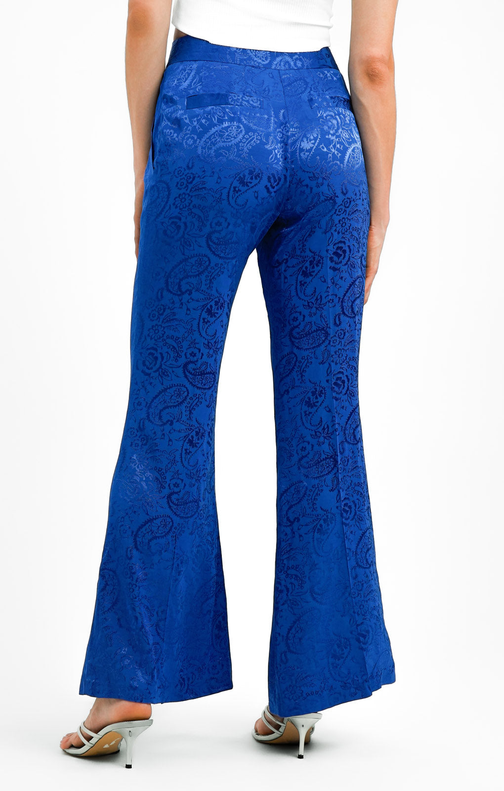 Topshop Jacquard Wide Leg Trouser In Cobalt Blue