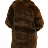 Topshop Tall Oversized Faux Fur Coat In Chocolate