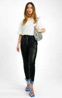 Topshop Petite Faux Leather Skinny Fit Biker Trouser In Black