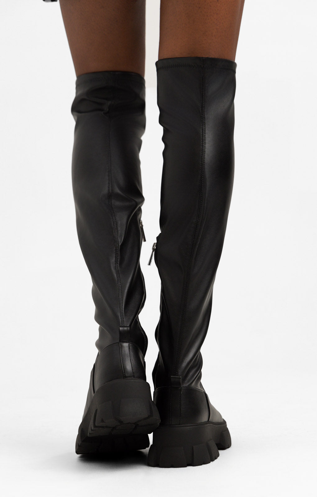 Steve Madden Riveredge Over The Knee Boots In Black Pu