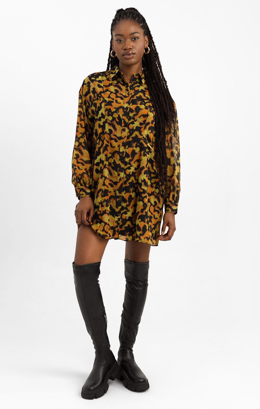 Topshop Tie Side Animal Mini Shirt Dress In Multi