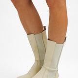 Steve Madden Vivianne Mid Calf Boots In Bone Leather