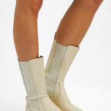 Steve Madden Vivianne Mid Calf Boots In Bone Leather