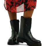 London Rebel Leather Chunky Chelsea Boot In Black Croc