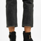 London Rebel Leather Buckle Lace Up In Black