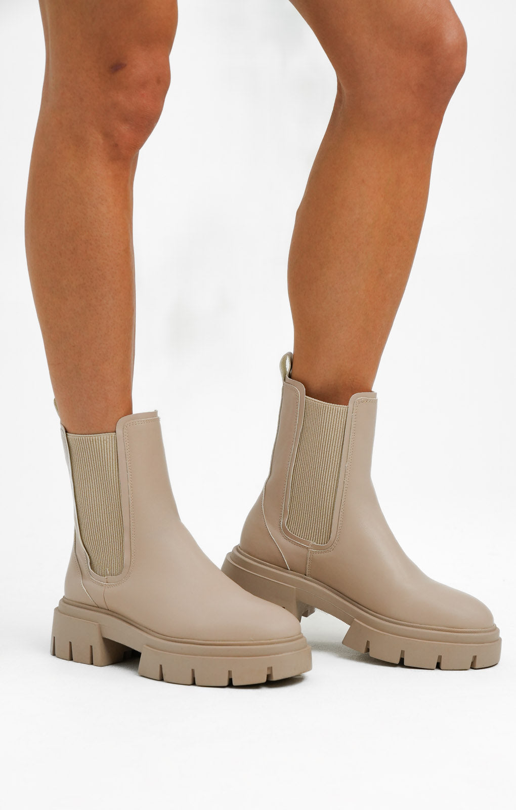 Schuh Wide Fit Amaya Split Sole Chunky Calf Boots In Natural