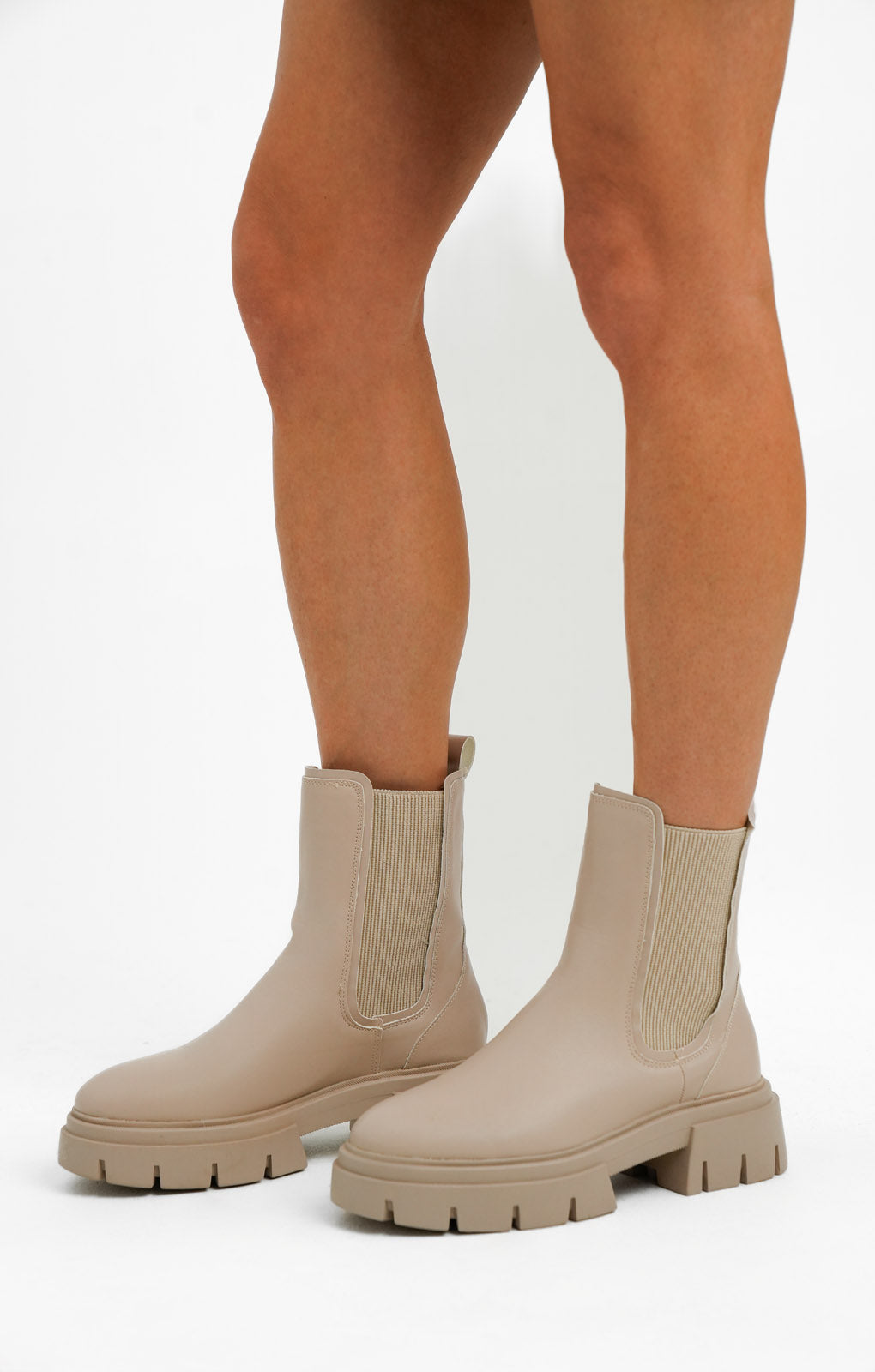 Schuh Wide Fit Amaya Split Sole Chunky Calf Boots In Natural