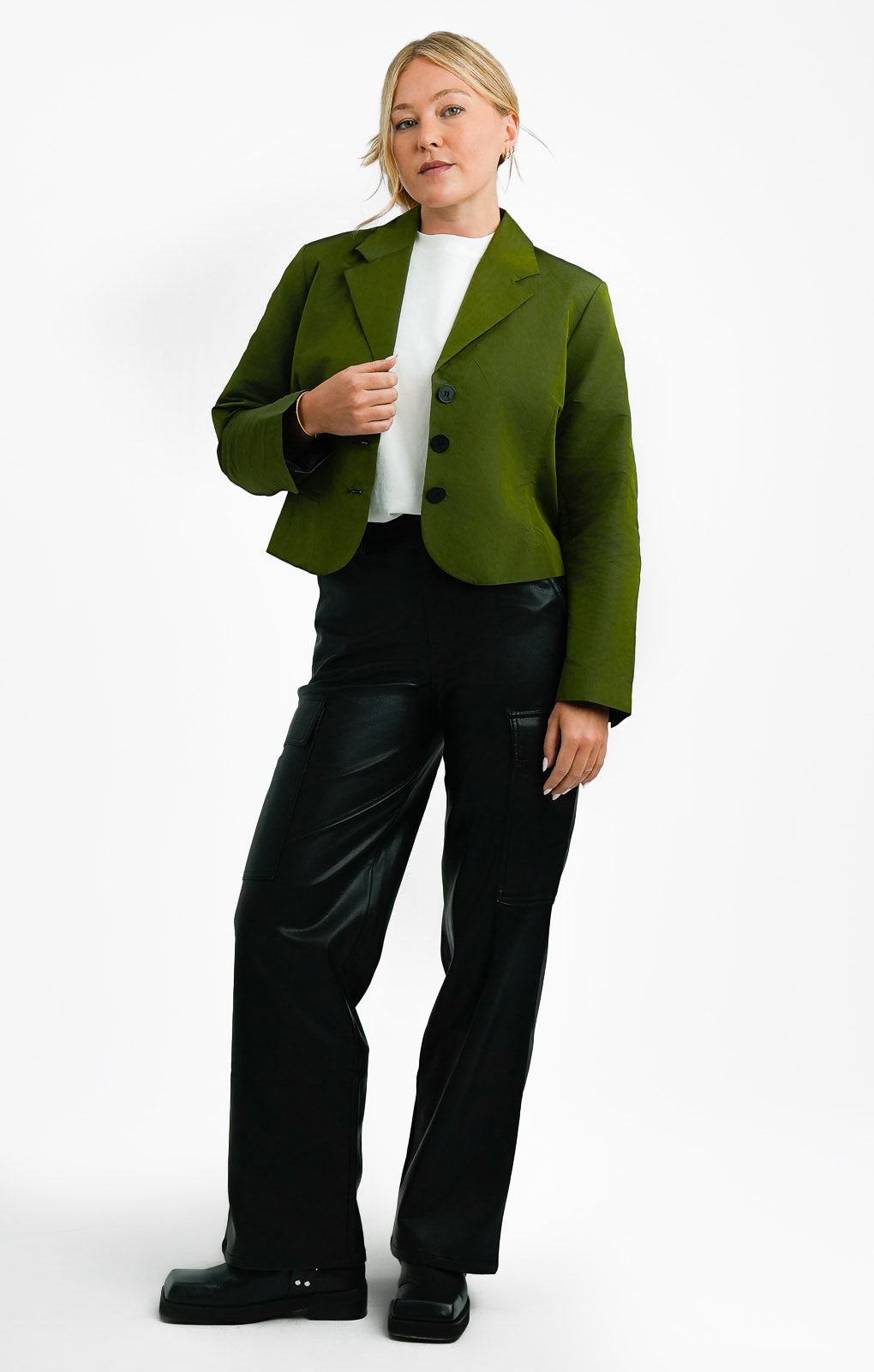 Collusion Panelled Blazer In Green
