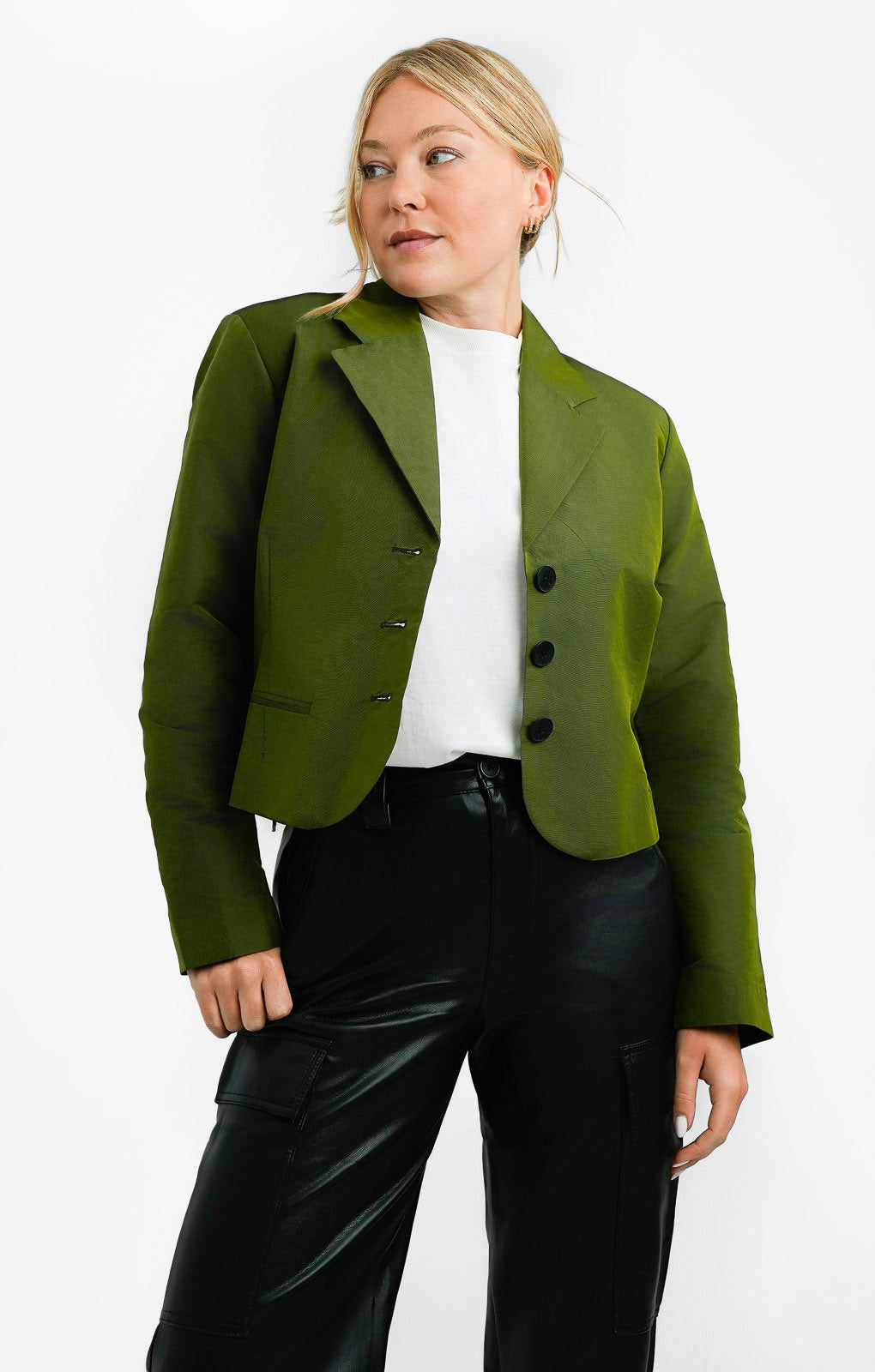 Collusion Panelled Blazer In Green