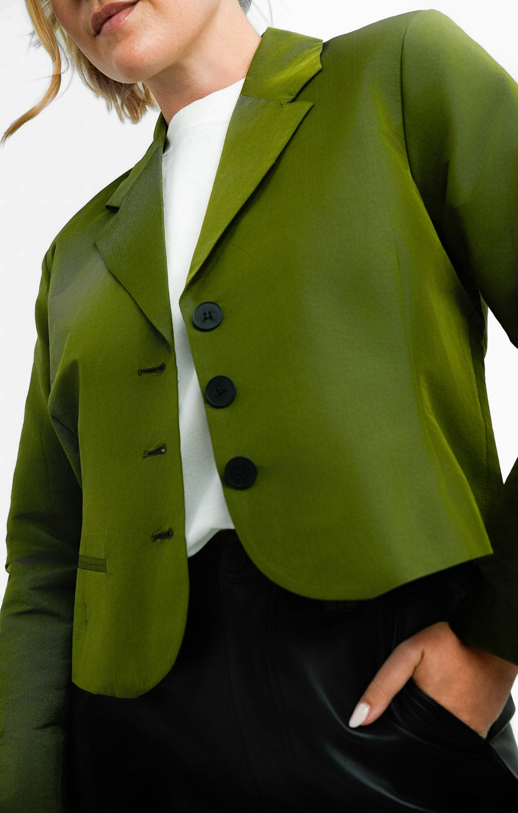 Collusion Panelled Blazer In Green
